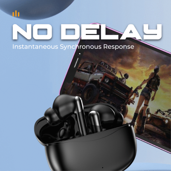 In ear TWS earphone in black with charging case - no delay