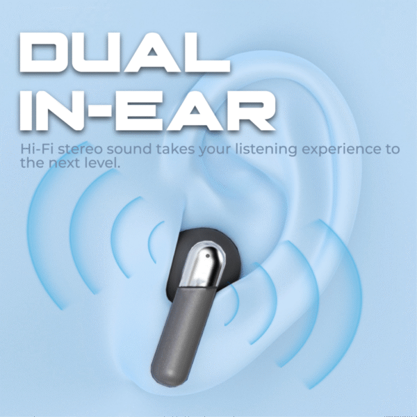 In ear TWS earphone in black with charging case - dual in ear
