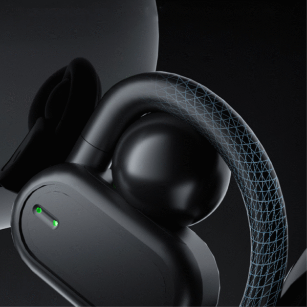 Hook ear TWS earphone in black with charging case - ear piece