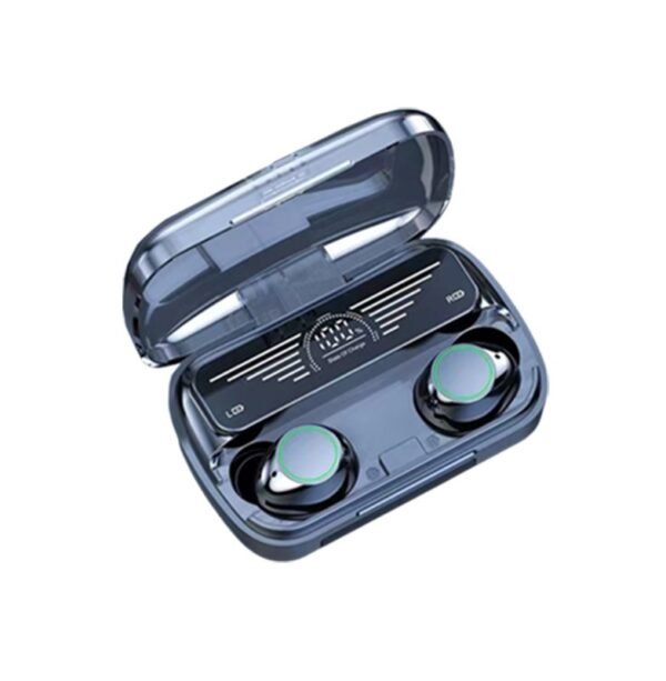 Powerbank Bluetooth earbud in black with 1200mAh charging case