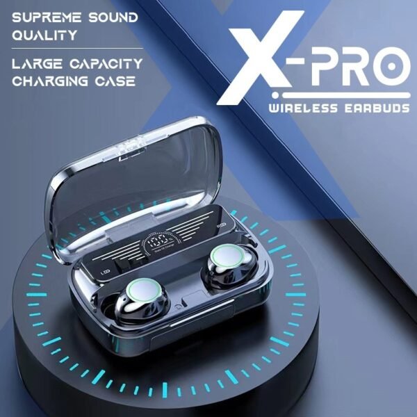 Powerbank Bluetooth earbud in black with 1200mAh charging case - x-pro