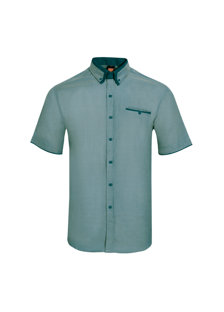 midnight-green OpulentCraft short sleeve corporate shirt Singapore in unisex cut, ideal for office wear