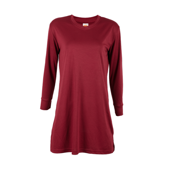 maroon AscendWear long sleeve Muslimah shirt Singapore in quick-dry eco fabric