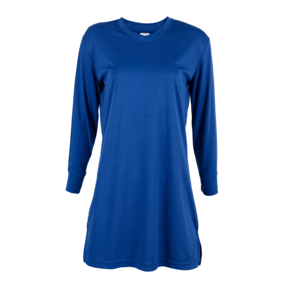 royal-blue AscendWear long sleeve Muslimah shirt Singapore in quick-dry eco fabric