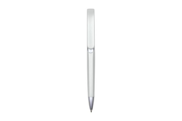 ATLANTIS plastic ball pen black ink with 1.0mm push action and metallic surface- White