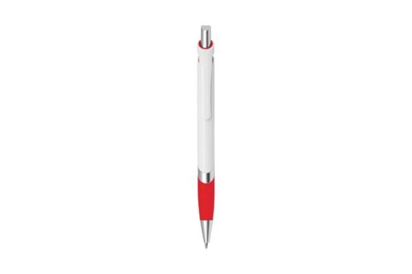 VIVO plastic ball pen black ink with 1.0mm nib, push action, and rubber grip- Red