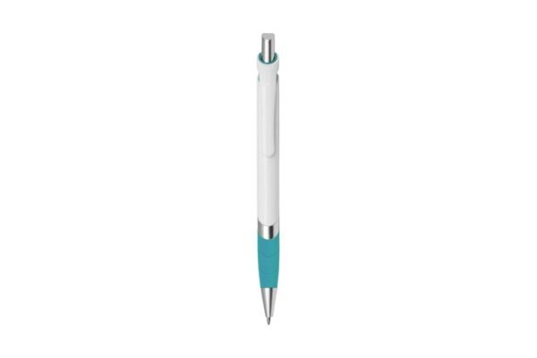 VIVO plastic ball pen black ink with 1.0mm nib, push action, and rubber grip-Turquoise