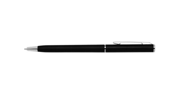 Twist action plastic ball pen with matte finish- front view