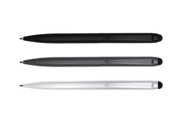 5022 MONACO aluminium stylus ball pen with push clip and black ink- side view