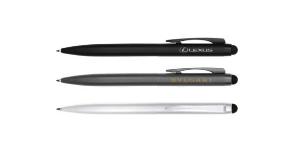 5022 MONACO aluminium stylus ball pen with push clip and black ink- with logo