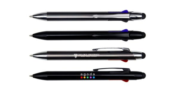 5029 ELVIS multicolour stylus pen for touchscreen with aluminium body and 3 ink colors- with logo