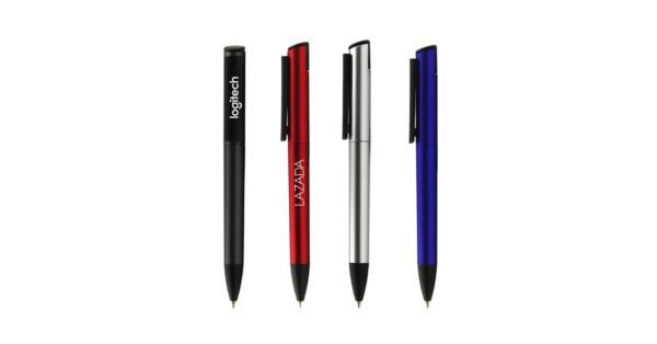 5036 TIEGA ball pen with smartphone stand in twist action design-group photo-with logo