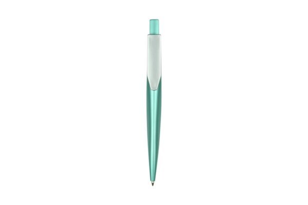 Push action plastic ball pen with metallic finish – 5042 TORONTO- Turquoise