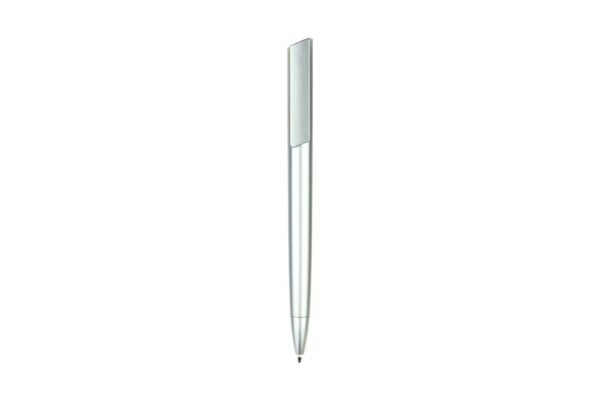 NEW L.A. plastic ball pen with black ink and push clip design- Silver