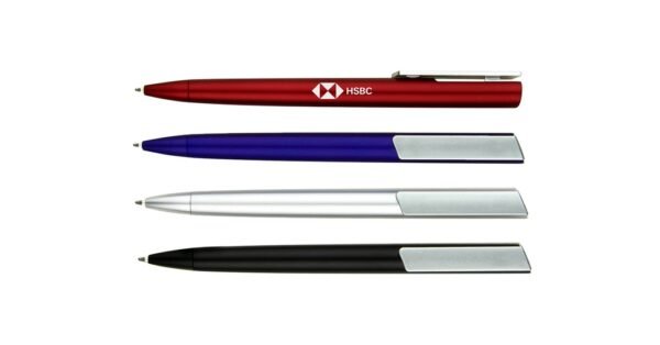 NEW L.A. plastic ball pen with black ink and push clip design- with logo