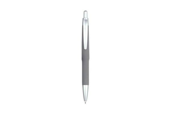 BOSTON plastic ball pen with rubberized surface and black ink- Grey