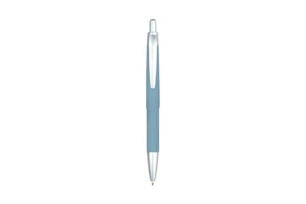 BOSTON plastic ball pen with rubberized surface and black ink- Light Blue