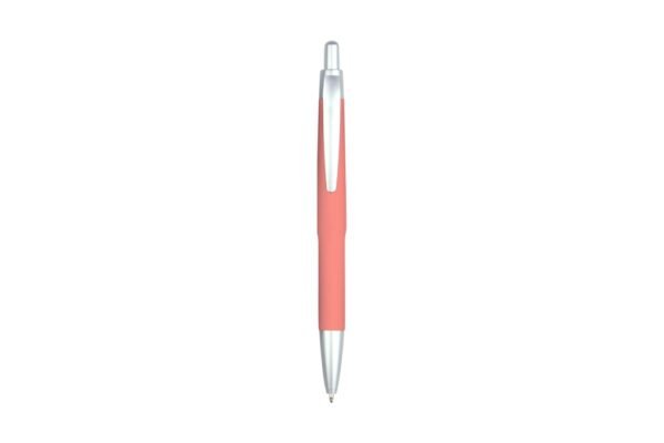 BOSTON plastic ball pen with rubberized surface and black ink- Pink