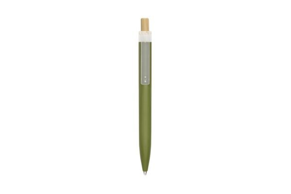 5057 AMAZA eco recycled plastic ball pen with bamboo push button- Green