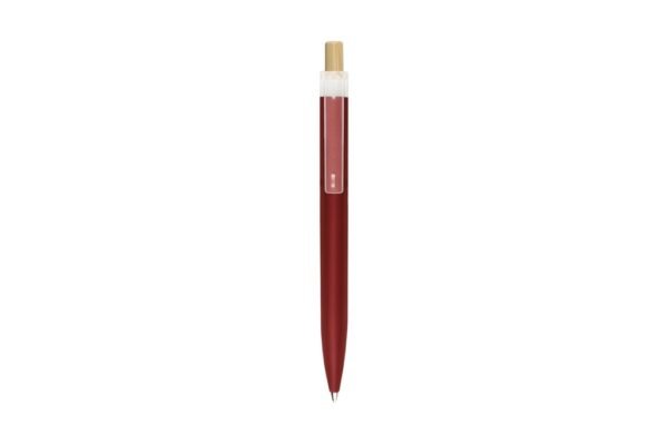 5057 AMAZA eco recycled plastic ball pen with bamboo push button- Red