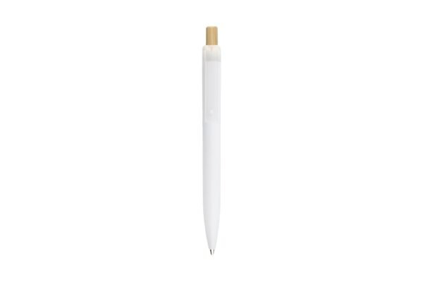 5057 AMAZA eco recycled plastic ball pen with bamboo push button- white