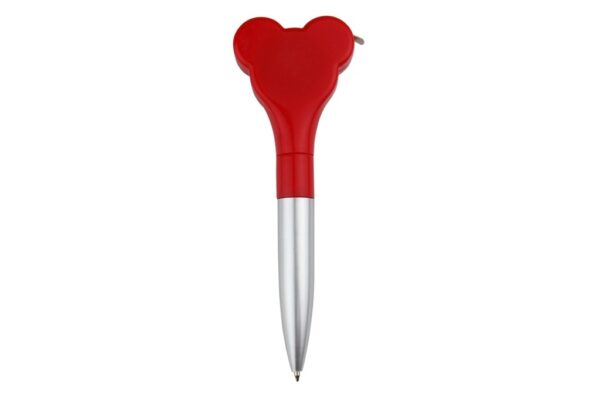 5058 DANDY tape measure pen with clip featuring 3.3ft steel tape and twist-action ballpoint- Red