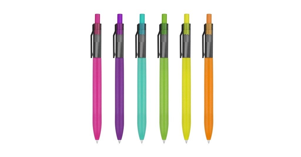 5059 BRAMBLES recycled plastic ball pen with push action and black ink5059 BRAMBLES recycled plastic ball pen with push action and black ink- front view