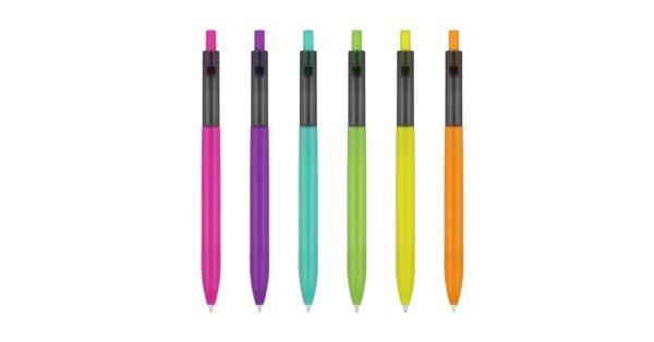5059 BRAMBLES recycled plastic ball pen with push action and black ink- side view