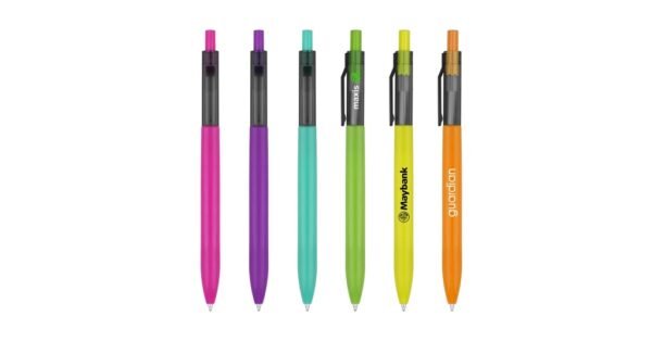 5059 BRAMBLES recycled plastic ball pen with push action and black ink- with logo