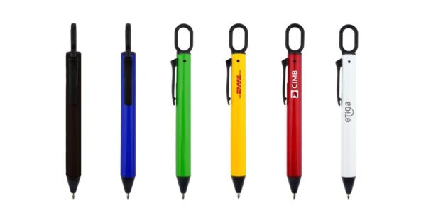 5060 ROLLO mini ball pen with hook and push-action 1.0mm black ink- with logo