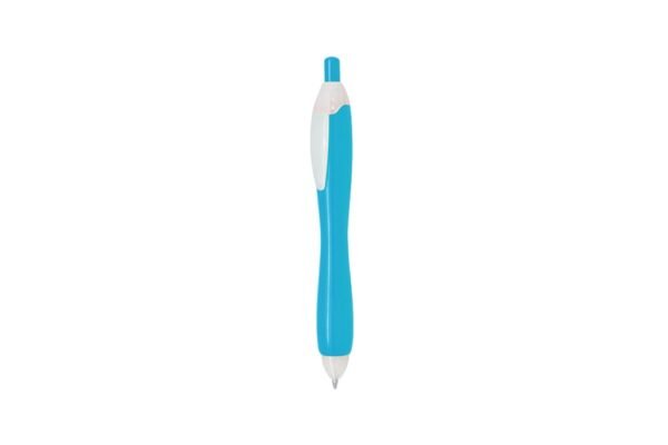 BUBBLE plastic ball pen black ink with 1.0mm nib and push action- light blue