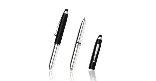 942B GENIUS stylus ball pen with LED light and 1.0mm black ink- front and side view