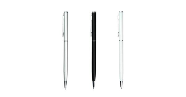 971B Milan metal ball pen with twist-action aluminium body and black ink- front view