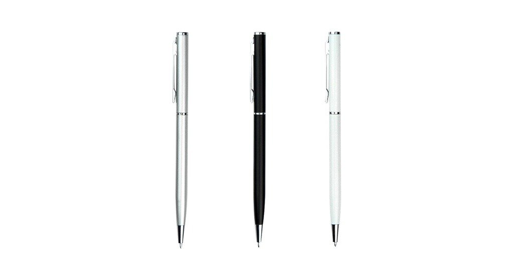 971B Milan metal ball pen with twist-action aluminium body and black ink- front view