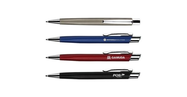 977B TRINITY aluminium metal ball pen with 1.0mm black ink and push-action- with logo