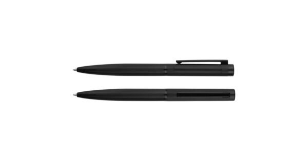 988BG Orion metal ball pen with aluminium body and black gel ink- front and side view 2