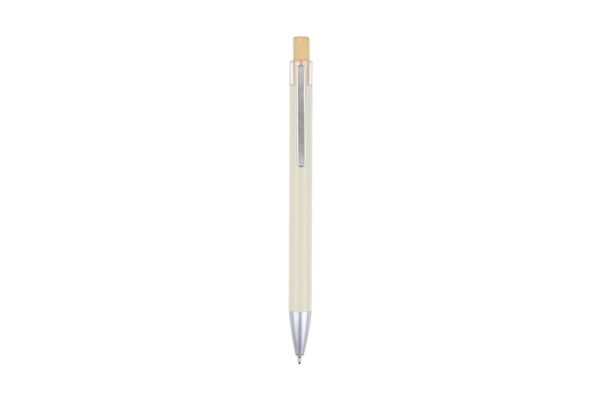 989BG Arizen metal ball pen with aluminium barrel and bamboo push button- Beige
