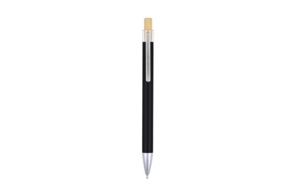 989BG Arizen metal ball pen with aluminium barrel and bamboo push button- Black