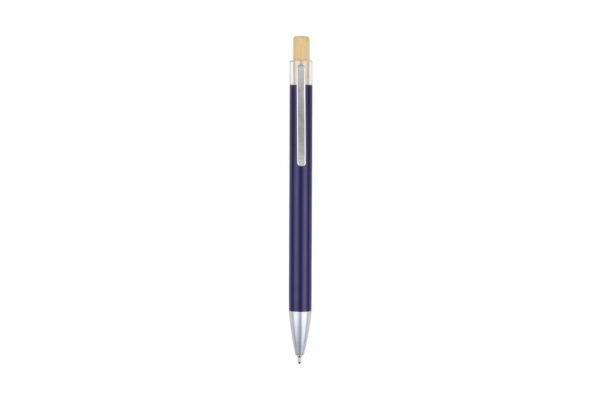 989BG Arizen metal ball pen with aluminium barrel and bamboo push button- Blue