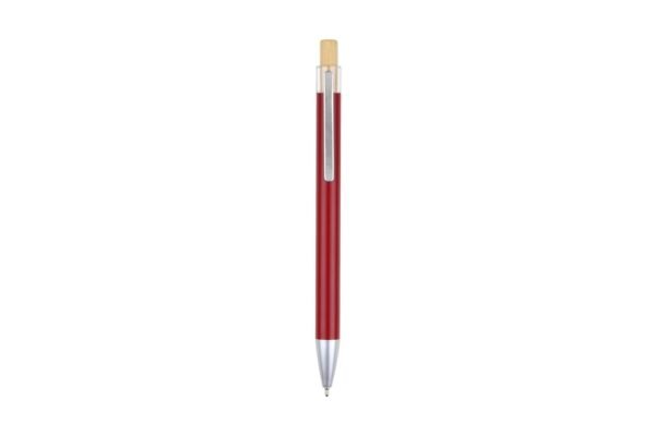 989BG Arizen metal ball pen with aluminium barrel and bamboo push button- Red