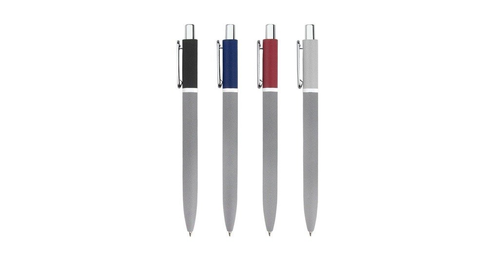 990B GRYT stone finish metal ball pen with aluminium body and push-action design- front view