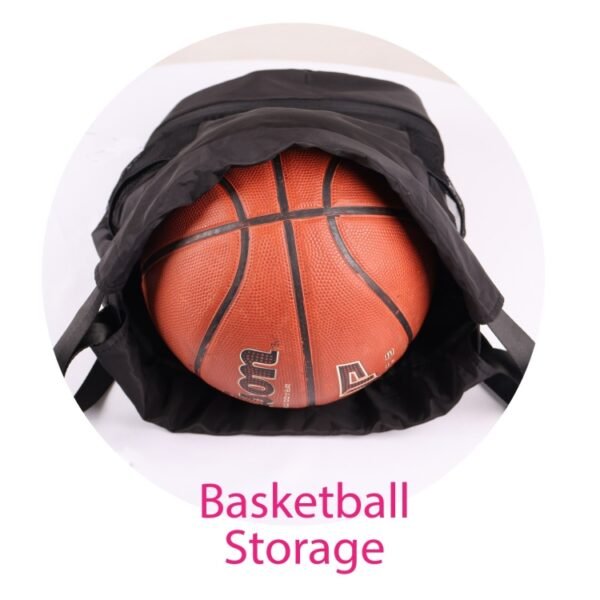 Black and blue sport drawstring backpacks with custom print options – Tonesring BB4117 - basketball storage