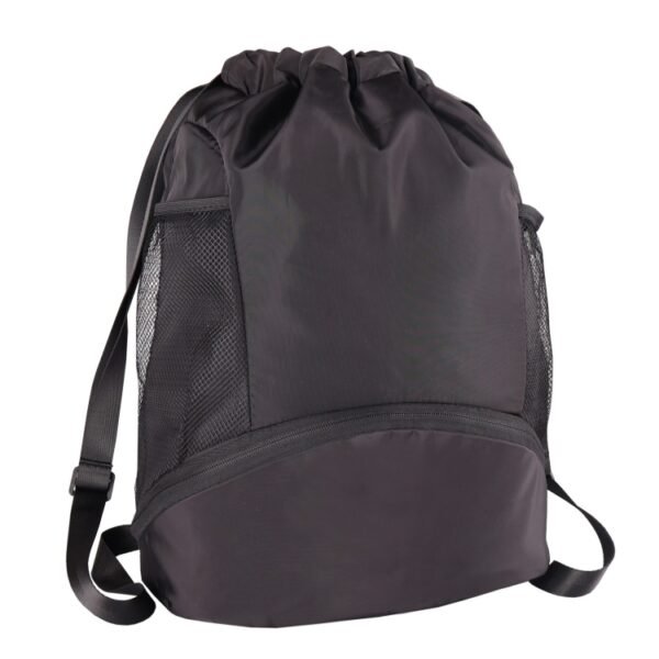 Black sport drawstring backpacks with custom print options – Tonesring BB4117