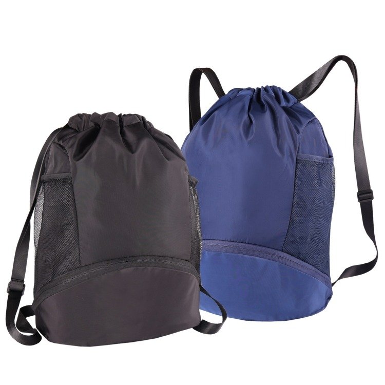 Black and blue sport drawstring backpacks with custom print options – Tonesring BB4117