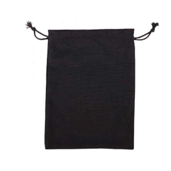 Black drawstring canvas pouch BM147 with customizable logo printing in Singapore