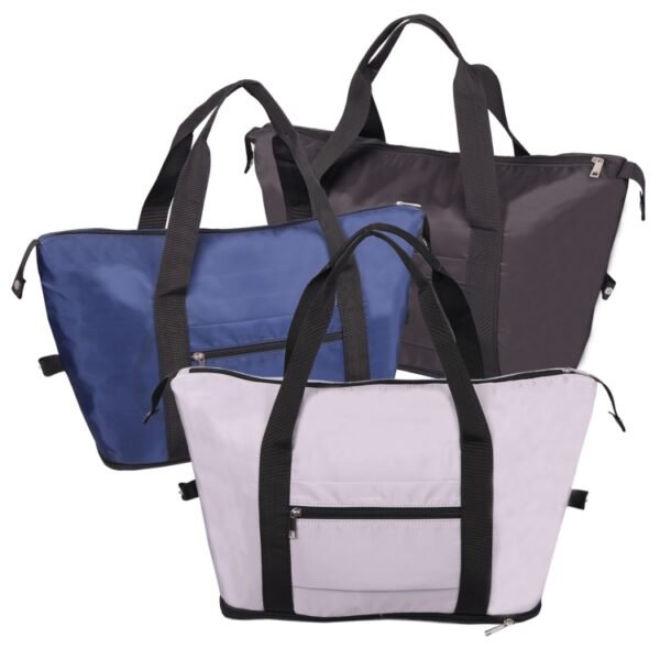 Smartsoft Travelling Bag BT3118 in black, blue, and silver – lightweight memory fabric with custom logo print area