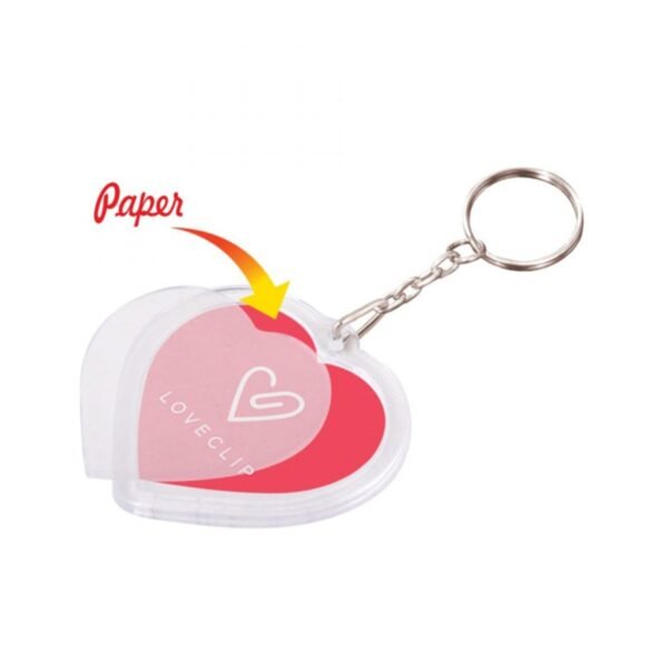 Clear acrylic heart shape keychain with paper insert, lightweight custom gift