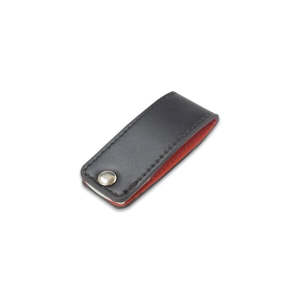 Black and red leather USB drive EX005 EXECUTIVE with 3-year memory chip warranty - close