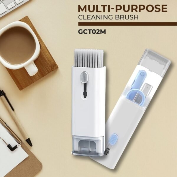 GCT02M gadget cleaning kit in white and blue with brush, sponge, and silicone tools - use for office