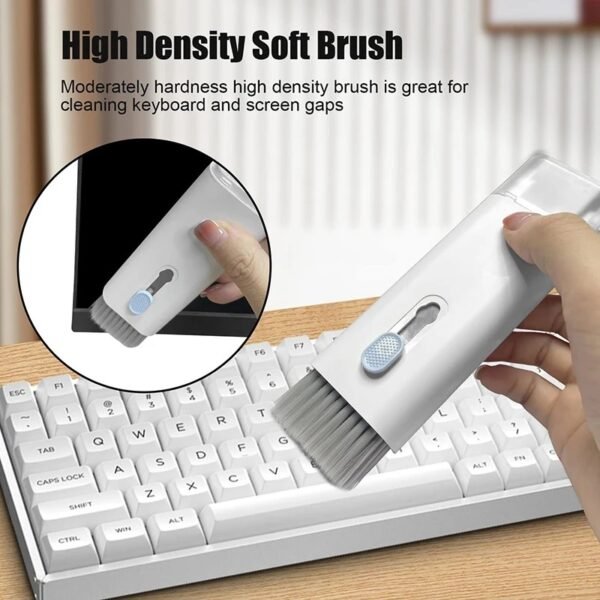 GCT02M gadget cleaning kit in white and blue with brush, sponge, and silicone tools - brush